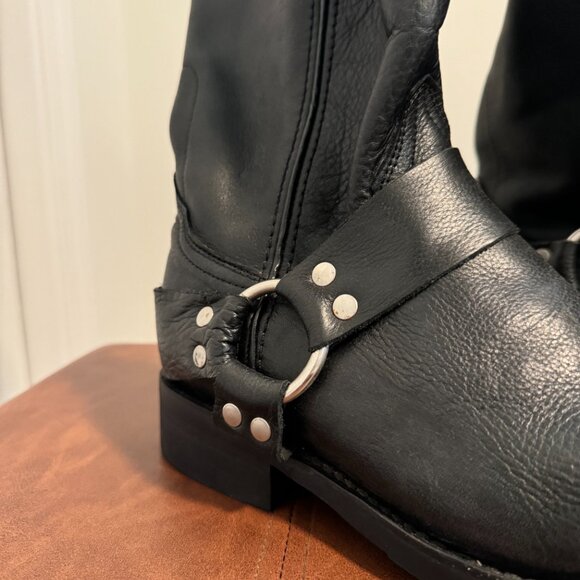 Dillon J. B. Men’s Genuine Leather Black Square Toe Motorcycle Boot - Size 9 D - Picture 3 of 4